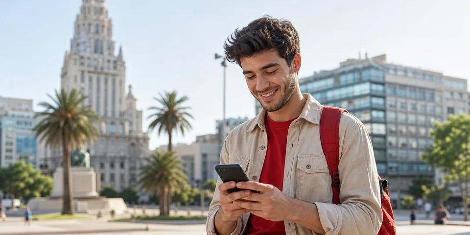 Persona usando el celular para chats y redes sociales